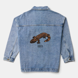 Gila monster cartoon illustratie denim jacket