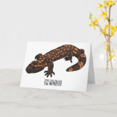 Gila monster cartoon illustratie kaart (Gele Bloem)