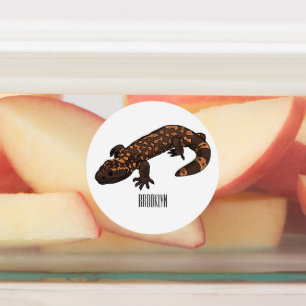 Gila monster cartoon illustratie labels