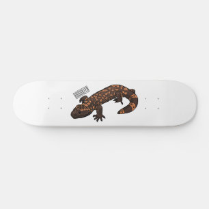 Gila monster cartoon illustratie skateboard