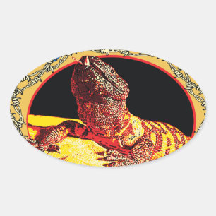 Gila Monster over defensie Ovale Sticker