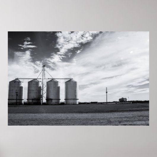 Gilbert Arizona Silos in zwart-wit Poster (Voorkant)