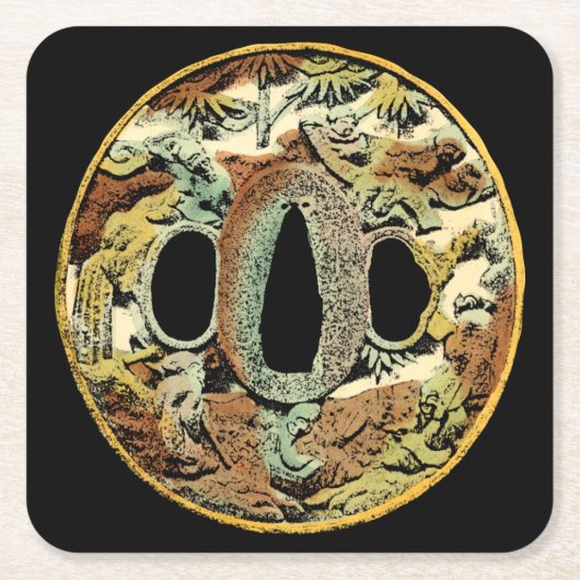 Gilded Asian Medallion by Vision Studio Vierkante Kartonnen Onderzetter (Voorkant)