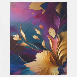 Gilded Bloom – Abstract Floral Composition Fleece Deken