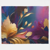 Gilded Bloom – Abstract Floral Composition Fleece Deken (Voorkant (Horizontaal))