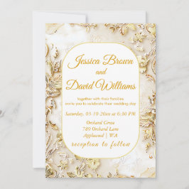 Gilded Bloom Classic Wedding Invitation Kaart