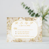 Gilded Bloom Classic Wedding RSVP Kaart (Staand voorkant)