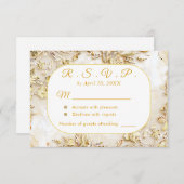 Gilded Bloom Classic Wedding RSVP Kaart (Voorkant / Achterkant)