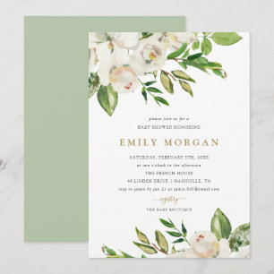 Gilded Blooms Baby shower Invitation Kaart