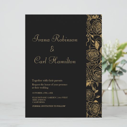 GILDED Blooms Bruiloft Kaart (Staand voorkant)