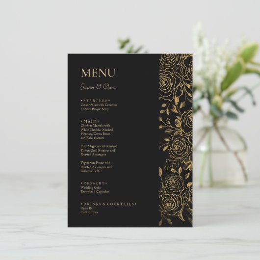GILDED Blooms Bruiloft Menu (Staand voorkant)