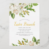 Gilded Blooms Easter Brunch Folie Uitnodiging (Voorkant)