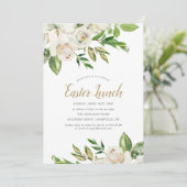 Gilded Blooms Easter Lunch Invitation Kaart (Staand voorkant)