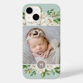 Gilded Blooms Mint | Monogrammfoonfoto Case-Mate iPhone Case (Achterkant)