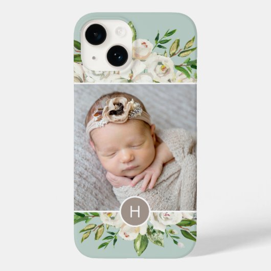 Gilded Blooms Mint | Monogrammfoonfoto Case-Mate iPhone Case (Achterkant)