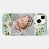 Gilded Blooms Mint | Monogrammfoonfoto Case-Mate iPhone Case (Achterkant (horizontaal))