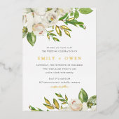Gilded Blooms Wedding Folie Uitnodiging (Voorkant)