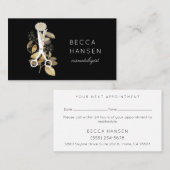 Gilded Botanical Salon Scissors Logo Appointment Visitekaartje (Voorkant / Achterkant)