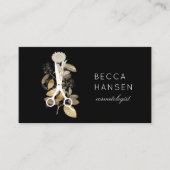 Gilded Botanical Salon Scissors Logo Appointment Visitekaartje (Voorkant)