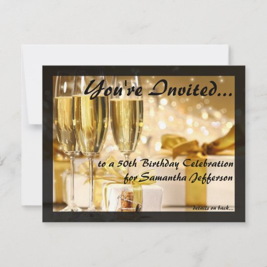 Gilded Bubbly 50ste verjaardagsfeestje Kaart (Voorkant)