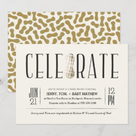 Gilded Celebrate The Peanut Baby shower Invitation Kaart