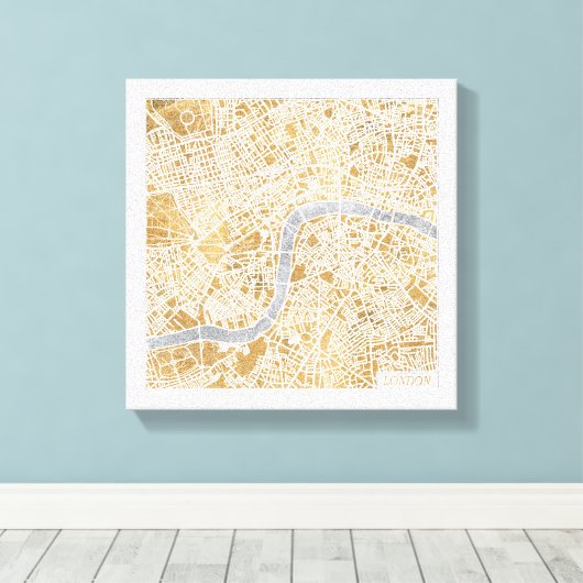 Gilded City Map of London Canvas Afdruk (Insitu (Houten vloer))