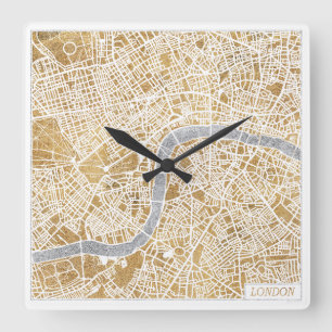 Gilded City Map of London Vierkante Klok