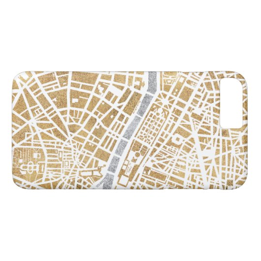 Gilded City Map of Paris Case-Mate iPhone Case (Achterkant (Horizontaal))