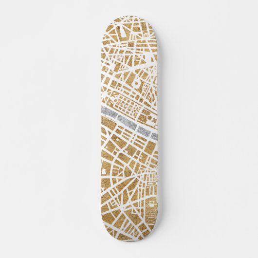 Gilded City Map of Paris Skateboard (Voorkant)