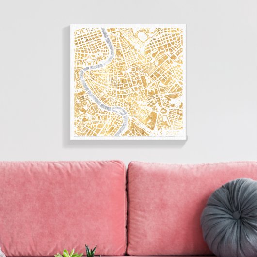 Gilded City Map of Rome Canvas Afdruk (Insitu (Woonkamer))