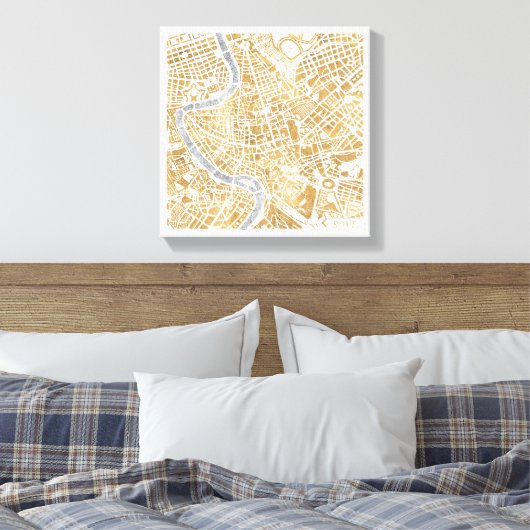 Gilded City Map of Rome Canvas Afdruk (Insitu (Slaapkamer))