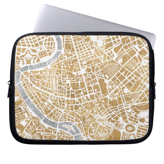 Gilded City Map of Rome Laptop Sleeve (Voorkant)