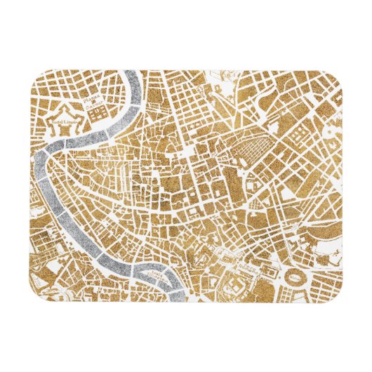 Gilded City Map of Rome Magneet (Horizontaal)
