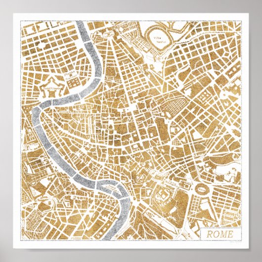 Gilded City Map of Rome Poster (Voorkant)