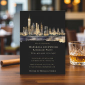 Gilded Cityscape Night Bachelor Party Invitation