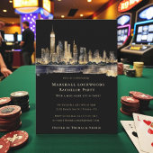 Gilded Cityscape Night Bachelor Party Invitation