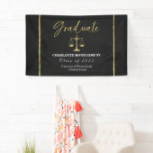 Gilded Dark Chalkboard Law School Afstudeerfeest Spandoek (Insitu)