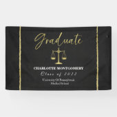 Gilded Dark Chalkboard Law School Afstudeerfeest Spandoek (Horizontaal)