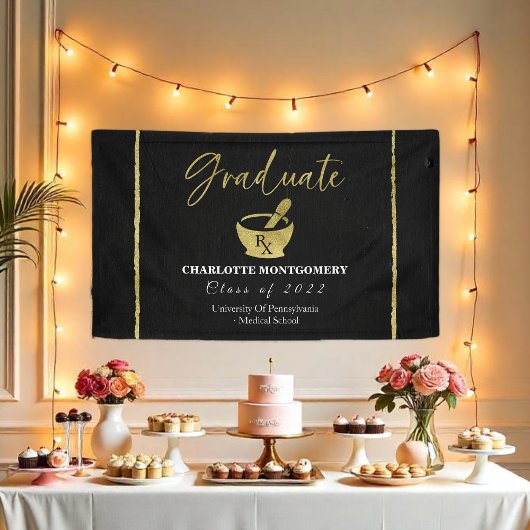 Gilded Dark Chalkboard Pharmacy School Afstuderen Spandoek