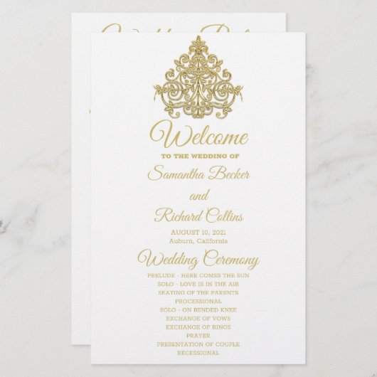 Gilded Elegance Wedding Programme (Voorkant / Achterkant)