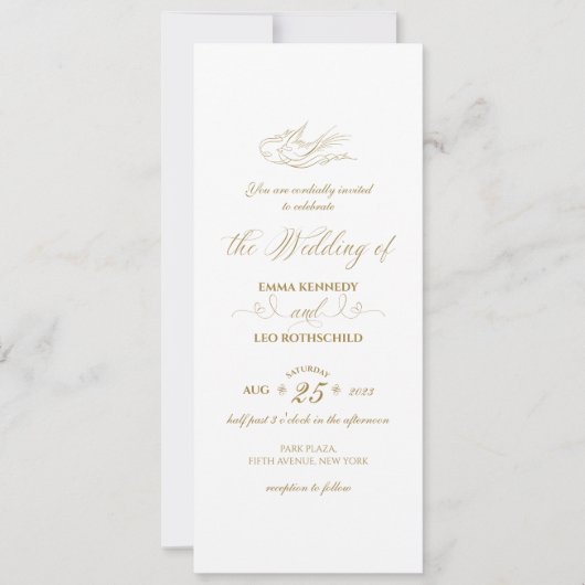 Gilded Faux Gold Calligraphy Romantic Wedding Kaart (Voorkant)