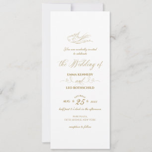 Gilded Faux Gold Calligraphy Romantic Wedding Kaart