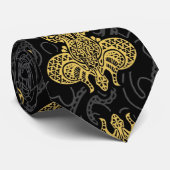 Gilded Fleur de Lis on Black Paisley Stropdas (Opgerold)