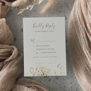 Gilded Floral Cream & Gold Song Request RSVP Card Kaartje