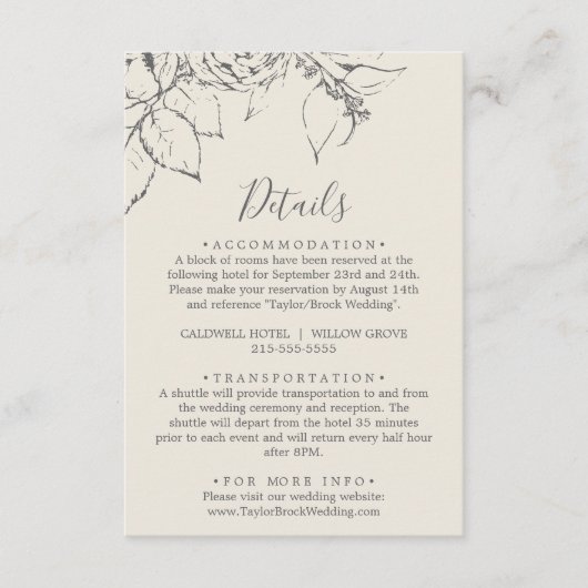 Gilded Floral Cream & Grey Details Enclosure Kaart (Voorkant)