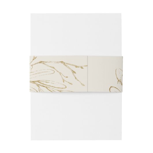 Gilded Floral Cream Wedding Belly Band Uitnodigingen Wikkel (Achterkant Voorbeeld)