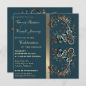 Gilded Floral Elegance Wedding Invitation Kaart (Voorkant / Achterkant)