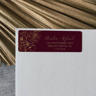 Gilded Floral Etiket van het Burgundy Gold Retur