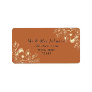 Gilded Floral Gold Return-adreslabel Etiket