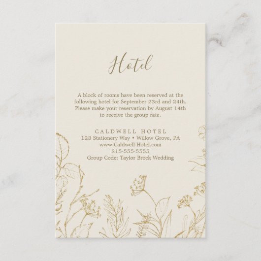 Gilded Floral | Kaart Cream & Gold Hotel Enclosure (Voorkant)